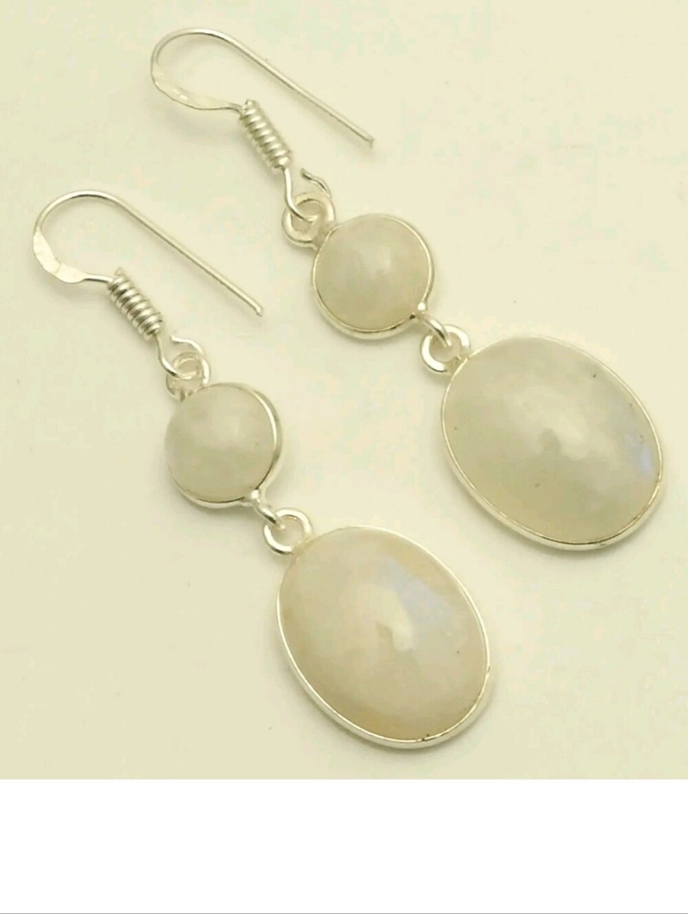 Rainbow Moonstone Gemstone Jewelry Handmade Drop Dangle Earrings
